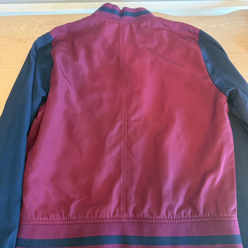 Gap Kids Burgundy Navy Blue Colorblock Zip Up Varsity Bomber Jacket Size S Small - Picture 7 of 7